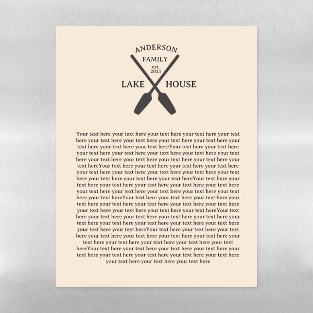 Personalized Family Name Lake House  Magnetic Dry Erase Sheet (Vertical)