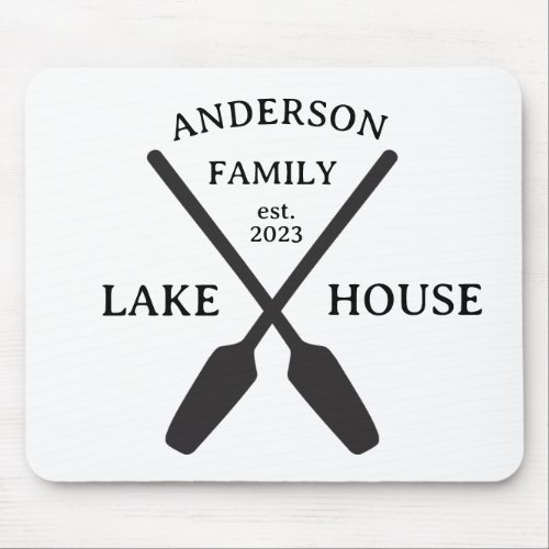 Personalized Family Name Lake House  Mouse Pad