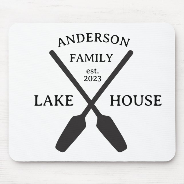 Personalized Family Name Lake House  Mouse Pad (Front)