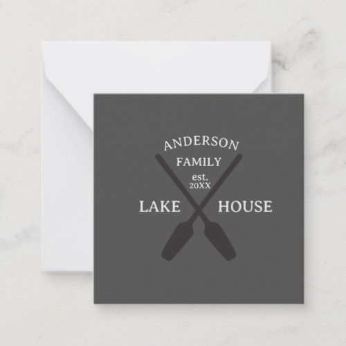 Personalized Family Name Lake House  Note Card
