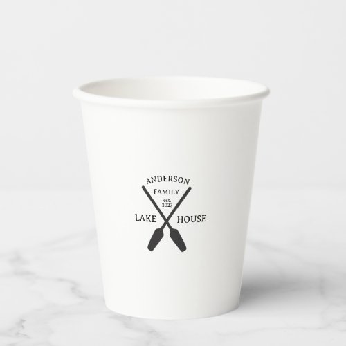 Personalized Family Name Lake House  Paper Cups