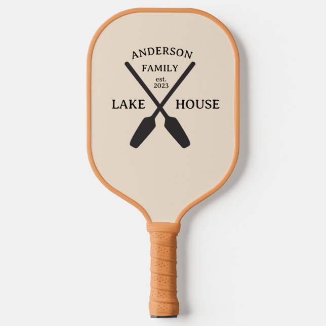 Personalized Family Name Lake House  Pickleball Paddle (Front)