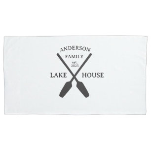 Personalized Family Name Lake House Pillow Case