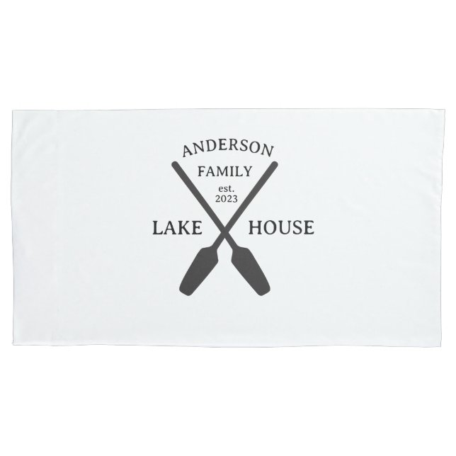 Personalized Family Name Lake House  Pillow Case (Front)