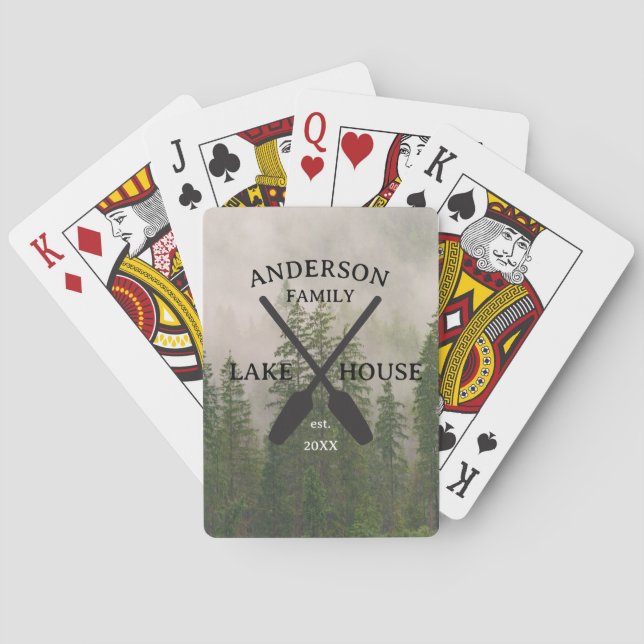 Personalized Family Name Lake House  Poker Cards (Back)