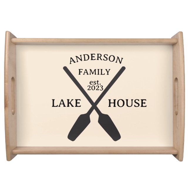 Personalized Family Name Lake House  Serving Tray (Front)