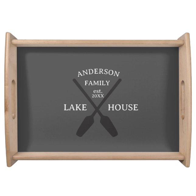 Personalized Family Name Lake House  Serving Tray (Front)