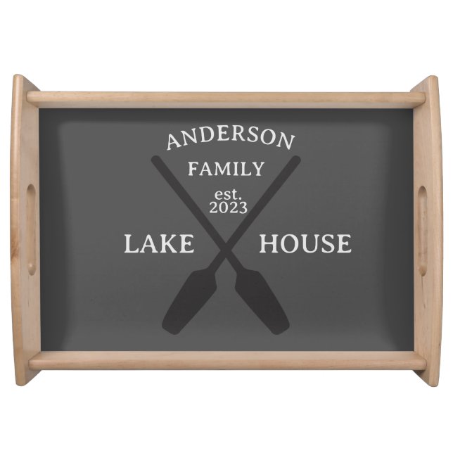 Personalized Family Name Lake House  Serving Tray (Front)