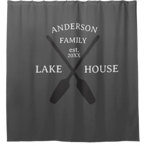 Personalized Family Name Lake House  Shower Curtain