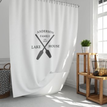 Personalized Family Name Lake House  Shower Curtain by freshpaperie at Zazzle