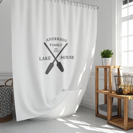 Personalized Family Name Lake House  Shower Curtain