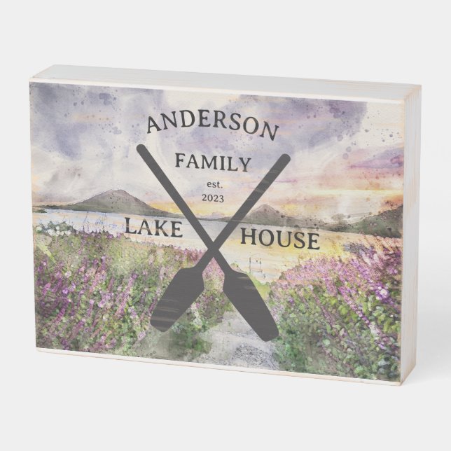 Personalized Family Name Lake House Sign (Angled Horizontal)