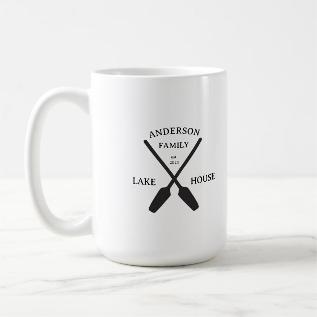 Personalized Family Name Lake House Sign Coffee Mug (Left)