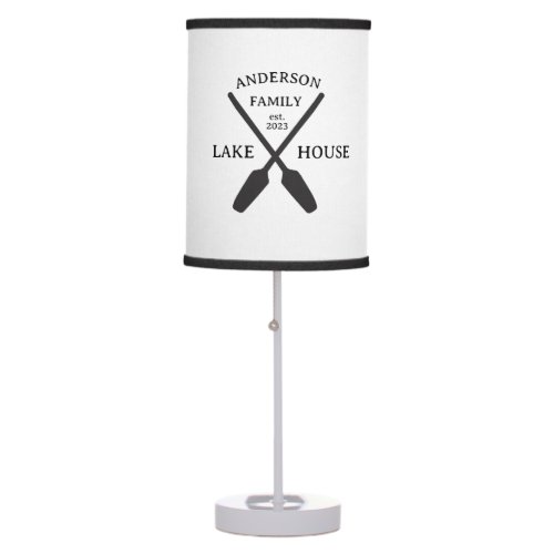 Personalized Family Name Lake House  Table Lamp