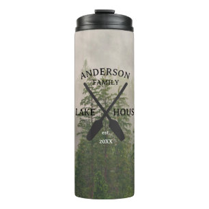 Personalized Family Name Lake House Thermal Tumbler