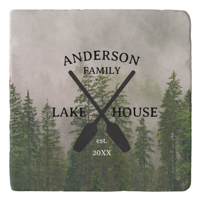 Personalized Family Name Lake House  Trivet (Front)