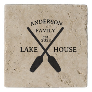 Personalized Family Name Lake House  Trivet