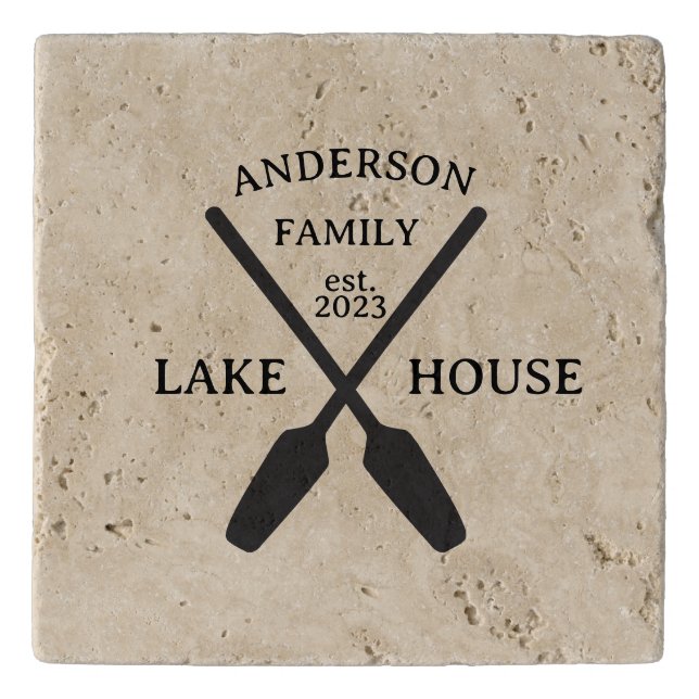 Personalized Family Name Lake House  Trivet (Front)