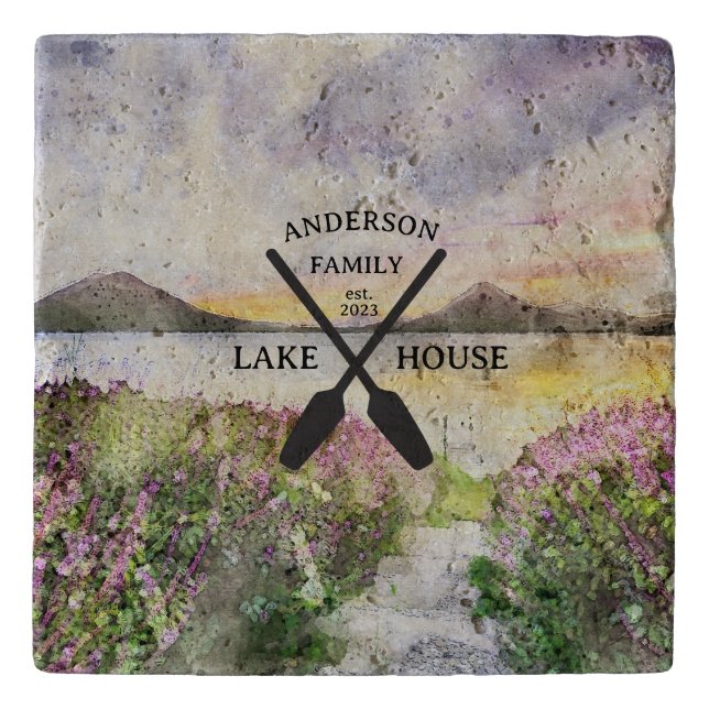 Personalized Family Name Lake House  Trivet (Front)