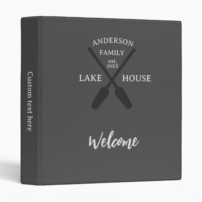Personalized Family Name Lake House Welcome 3 Ring Binder (Front/Spine)