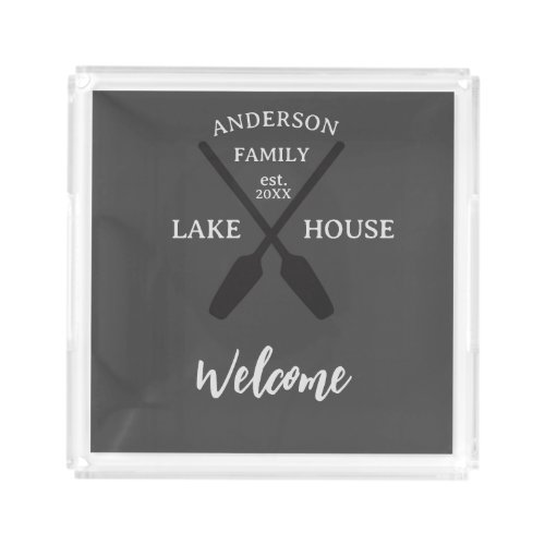 Personalized Family Name Lake House Welcome Acrylic Tray