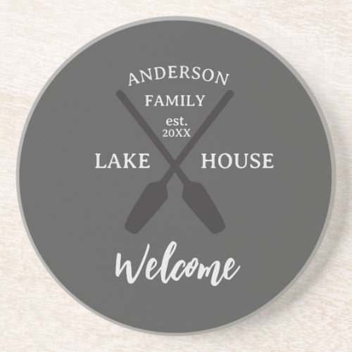 Personalized Family Name Lake House Welcome Coaster