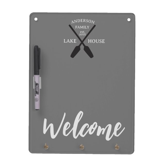 Personalized Family Name Lake House Welcome Dry Erase Board (Front)