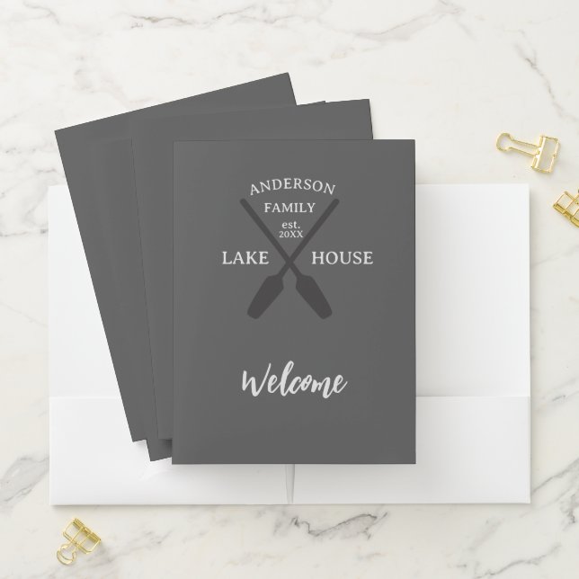 Personalized Family Name Lake House Welcome Pocket Folder (In Situ)