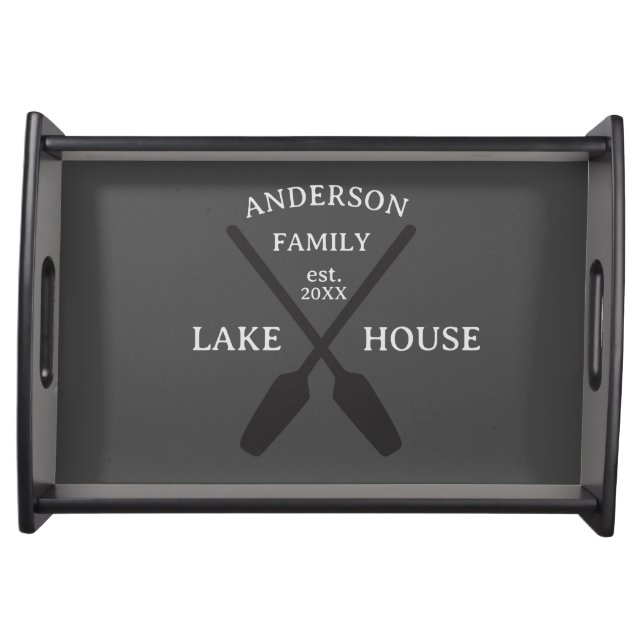 Personalized Family Name Lake House Welcome Serving Tray (Front)