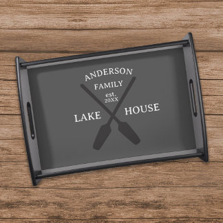 Personalized Family Name Lake House Welcome Serving Tray