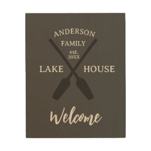 Personalized Family Name Lake House Welcome Wood Wall Art