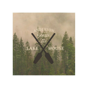 Personalized Family Name Lake House Wood Wall Art