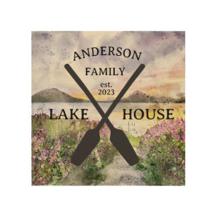 Personalized Family Name Lake House Wood Wall Art