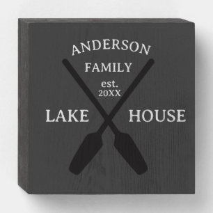 Personalized Family Name Lake House  Wooden Box Sign