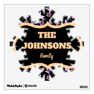 Personalized family name lavender butterfly floral wall decal