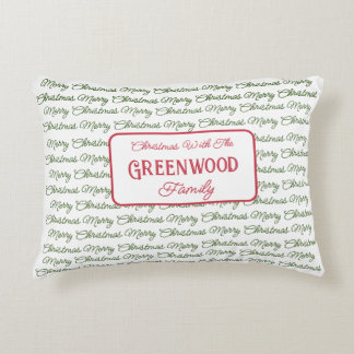 Personalized Family Name Merry Christmas Accent Pillow