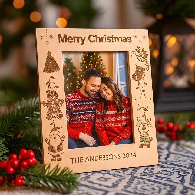 Personalized Family Name Merry Christmas Holiday  Engraved Frames (Creator Uploaded)