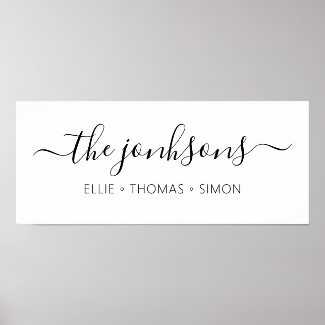 personalized family name modern minimalist home poster (Front)