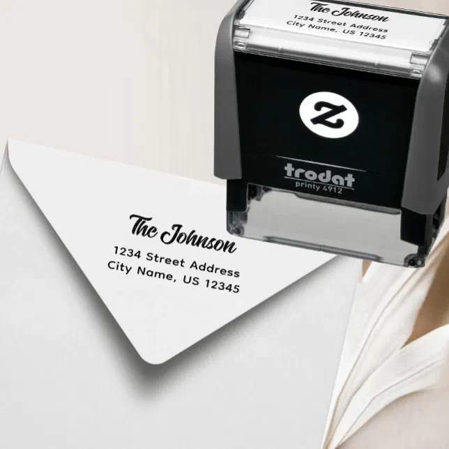 Modern Ink Stamp Design Personalized Family Name | Modern Self-inking Stamp | Zazzle