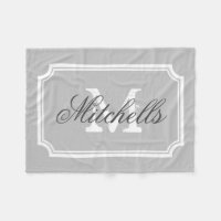 Personalized family name monogram fleece blanket