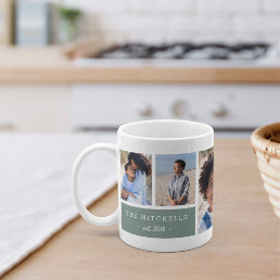 Personalized Family Name &amp; Monogram Photo Collage Coffee Mug