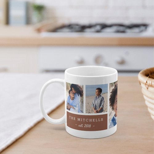 Personalized Family Name  Monogram Photo Collage Coffee Mug