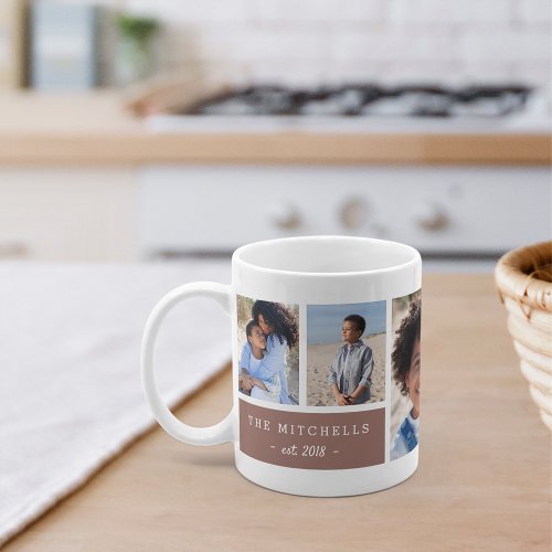 Personalized Family Name  Monogram Photo Collage Coffee Mug