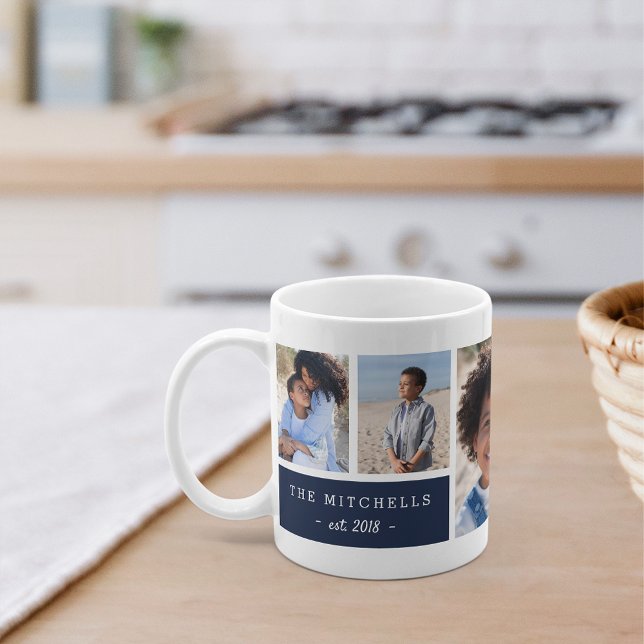 Personalized Family Name & Monogram Photo Collage Coffee Mug (Creator Uploaded)