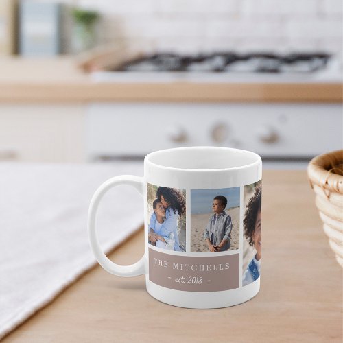 Personalized Family Name  Monogram Photo Collage Coffee Mug