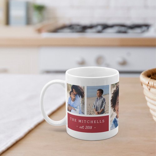 Personalized Family Name  Monogram Photo Collage Coffee Mug