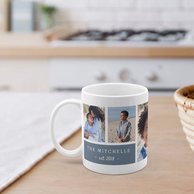 Personalized Family Name & Monogram Photo Collage Coffee Mug (Creator Uploaded)