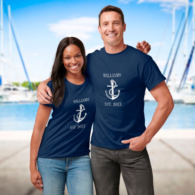 Personalized Family Name Nautical Boat Anchor T-Shirt (Creator Uploaded)