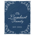 Personalized family name navy blue fleece blanket