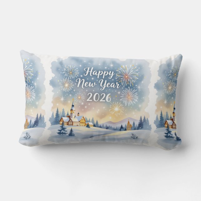 Personalized Family Name New Year Throw Pillow (Back)